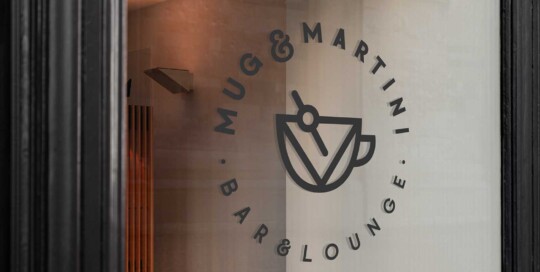 window sign design for cocktail and coffee shop