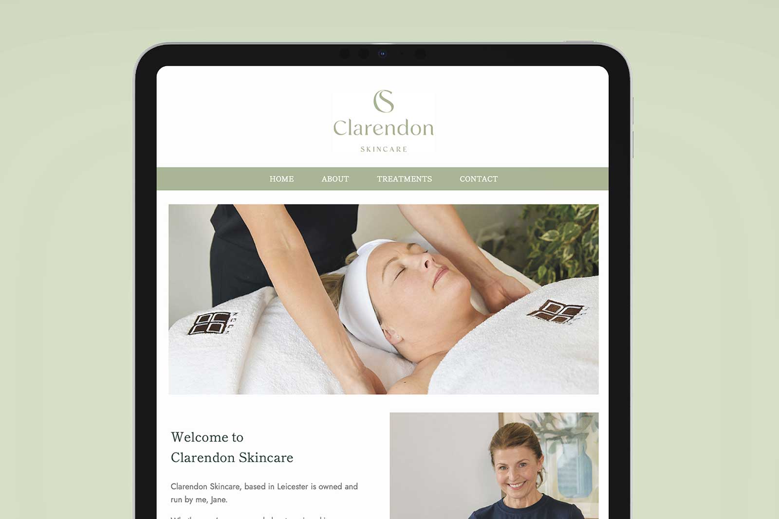 website design and imagery for skincare brand